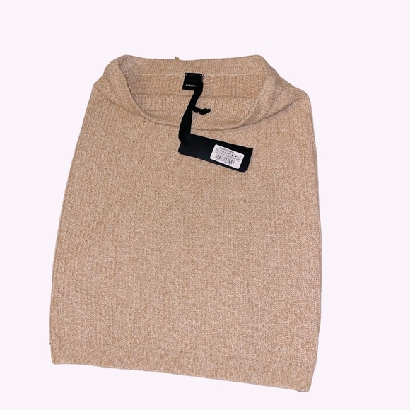 NEW PINKO Knitted Bodycon Cashmere Angora & Wool Blend Tan Beige Skirt - Picture 3 of 5